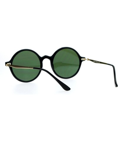 Unisex Fashion Sunglasses Round Circle Horn Rim Frame Flat Lens UV 400 Black Gold (Dark Green) $7.98 Round