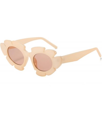 Cat Eye Flower Sunglasses Trendy Chunky Shades Sun Glasses Retro Flower Shape Eyewear Fashion Sunglasses Champagne $7.18 Cat Eye