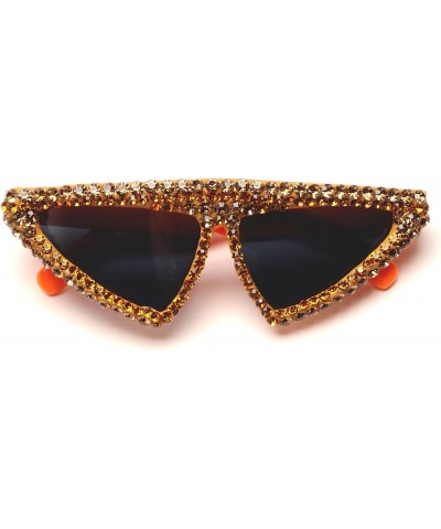 Vintage Triangle Bling Crystal Sunglasses Cute Trendy Rhinestones Party Prom Sun Glasses Yellow $9.15 Triangular