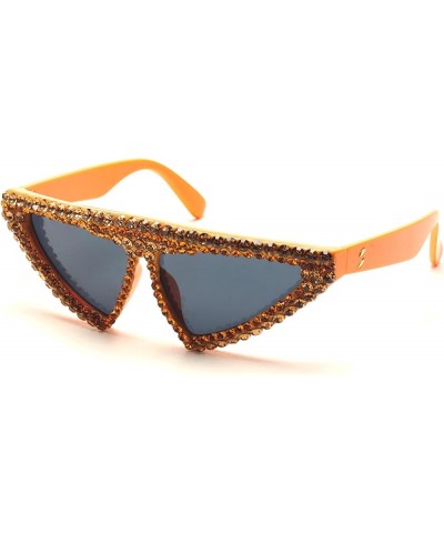 Vintage Triangle Bling Crystal Sunglasses Cute Trendy Rhinestones Party Prom Sun Glasses Yellow $9.15 Triangular