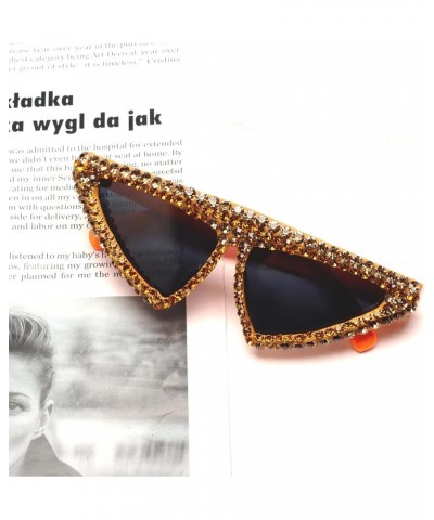 Vintage Triangle Bling Crystal Sunglasses Cute Trendy Rhinestones Party Prom Sun Glasses Yellow $9.15 Triangular