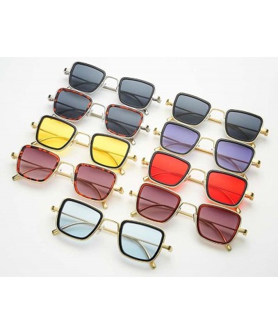 Men's Retro Square Punk Sunglasses, Outdoor Vacation Sunshade Glasses Sunglasses (Color : D, Size : Medium) Medium F $16.53 D...