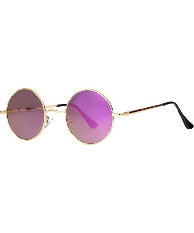 Polarized Round Sunglasses for Men Women Hippie Small Circle Glasses Red Yellow Lenses 08 Gold/Purple Mirror $10.25 Designer