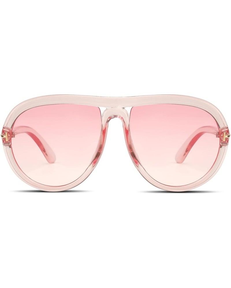 Vintage Oversized Aviator Sunglasses for Women Men, 70s Retro Round Glasses Pink $12.09 Aviator