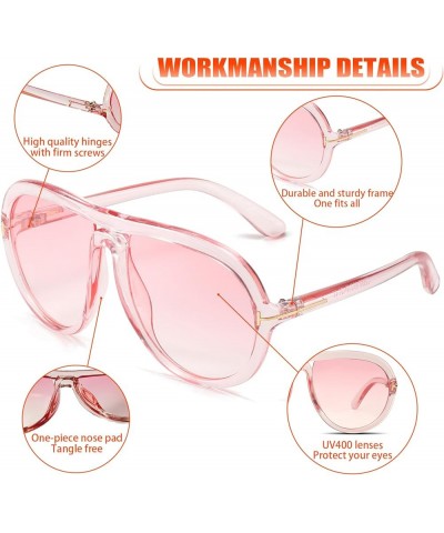 Vintage Oversized Aviator Sunglasses for Women Men, 70s Retro Round Glasses Pink $12.09 Aviator