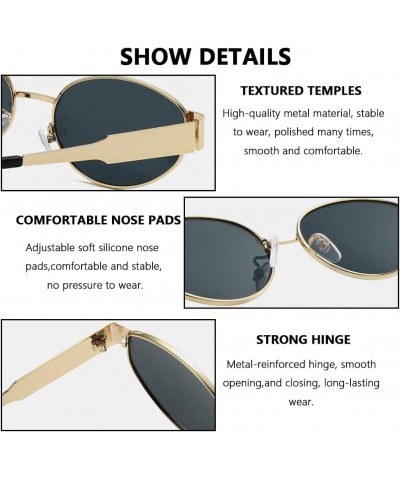 Retro Polarized Sunglasses for Women Trendy Classic Small Oval Metal Frame Designer Sunglasses A7:black and Green Black and B...