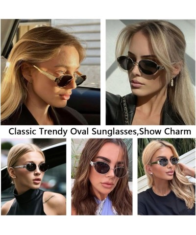 Retro Polarized Sunglasses for Women Trendy Classic Small Oval Metal Frame Designer Sunglasses A7:black and Green Black and B...