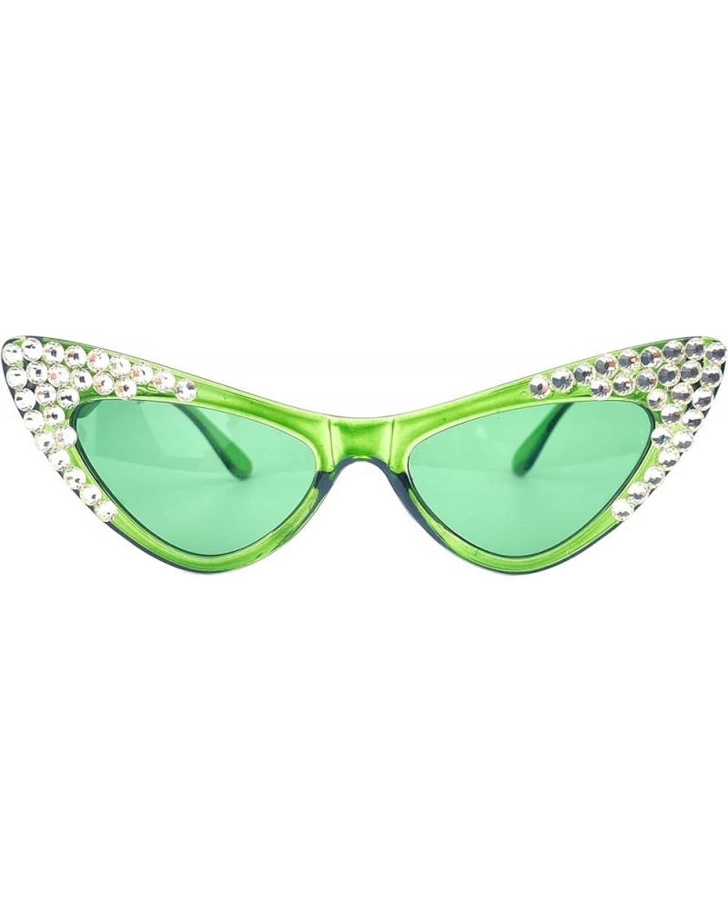 Fashion Women Diamond Cat Eye Sunglasses 2023 Summer Ladies Novelty Rhinestone Sunglassess UV Protection Green $10.09 Cat Eye