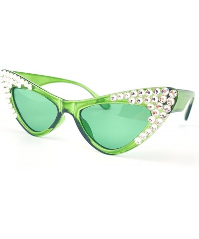 Fashion Women Diamond Cat Eye Sunglasses 2023 Summer Ladies Novelty Rhinestone Sunglassess UV Protection Green $10.09 Cat Eye