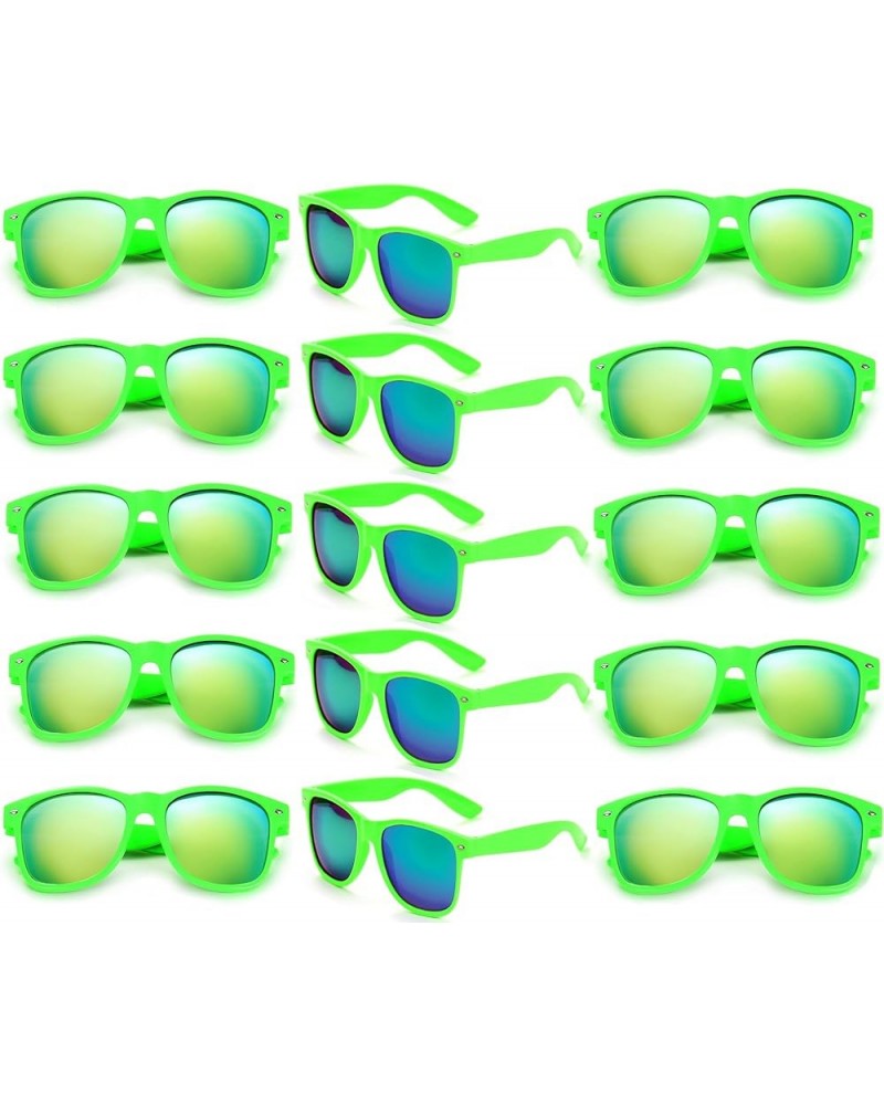 15 Pack 80s Party Sunglasses Bulk Mirrored Sunglasses Party Favors Glasses Retro Sunglasses Set Green| Mirrored $11.50 Square