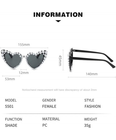 New In Luxury Fine Shimmering Love Pearl Sun Glasses Women Heart Glasses Casual Bling Sunglasses Blue $10.16 Designer