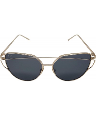 Vibes 206 Sunglasses - Gold Metal Frame - Black Mirrored Lenses $28.99 Cat Eye