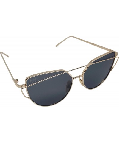 Vibes 206 Sunglasses - Gold Metal Frame - Black Mirrored Lenses $28.99 Cat Eye