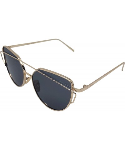 Vibes 206 Sunglasses - Gold Metal Frame - Black Mirrored Lenses $28.99 Cat Eye