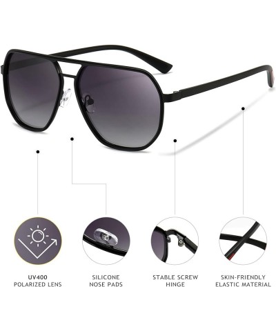 Polygon Aviator Sunglasses for Men Polarized Trendy Square Sun Glasses Retro Pilot Shades UV Protection Black Frame/Black Rim...