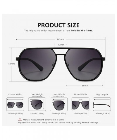 Polygon Aviator Sunglasses for Men Polarized Trendy Square Sun Glasses Retro Pilot Shades UV Protection Black Frame/Black Rim...