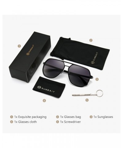 Polygon Aviator Sunglasses for Men Polarized Trendy Square Sun Glasses Retro Pilot Shades UV Protection Black Frame/Black Rim...