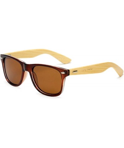 Polarized Bamboo Wood Arms Sunglasses Classic Women Men Driving Glasses Brown Brown $11.26 Square