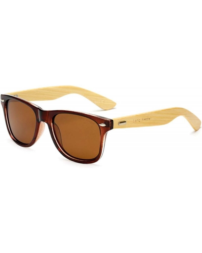 Polarized Bamboo Wood Arms Sunglasses Classic Women Men Driving Glasses Brown Brown $11.26 Square