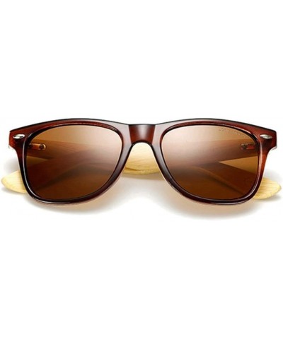 Polarized Bamboo Wood Arms Sunglasses Classic Women Men Driving Glasses Brown Brown $11.26 Square