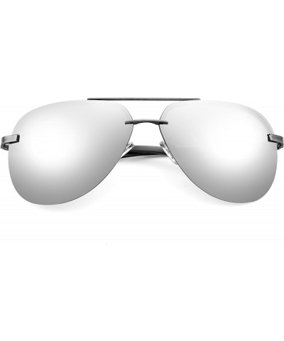 Night Driving Glasses Night Vision Aviator Anti Glare Eyewear for Men Women B2294 Rimless-silver $12.00 Aviator