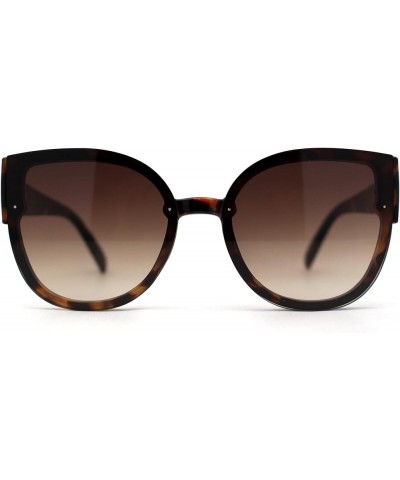 Womens Round Cat Eye Rimless Plastic Butterfly Designer Sunglasses Tortoise / Brown $9.69 Butterfly