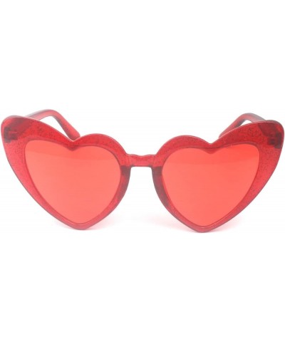 Love Heart Shaped Sunglasses for Women,Vintage Cat Eye Mod Style Retro Glasses Glitter Red $6.26 Heart