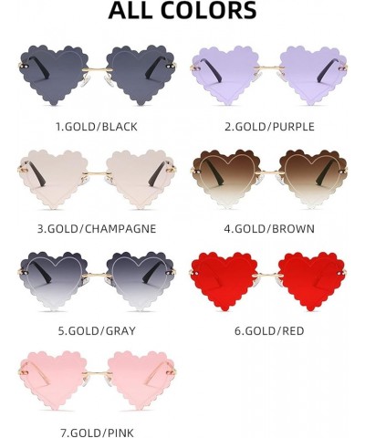 Candy Color heart Shape Sunglasses Women Frameless Sun Glasses Personality Trend Colorful Ocean Shades Eyewear UV400 Gray $10...