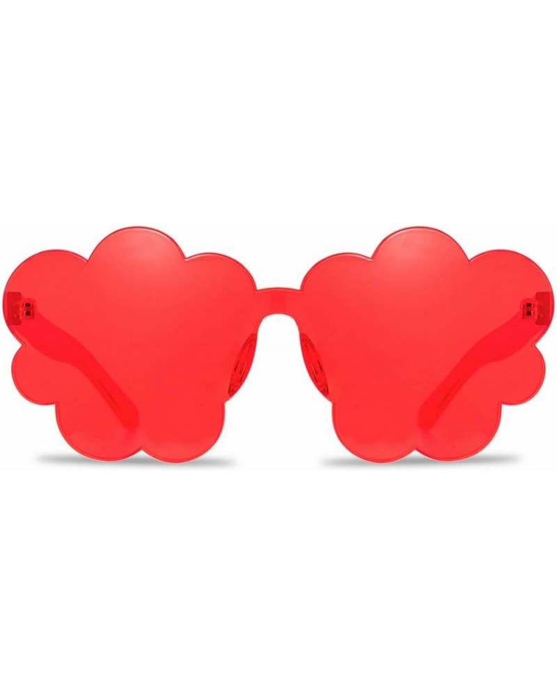 Super Cute Cloud Sunglasses for Women/Men,Rimless One Piece Glasses Candy Color Eyewear for Party Sun glasses UV400 Red $9.48...