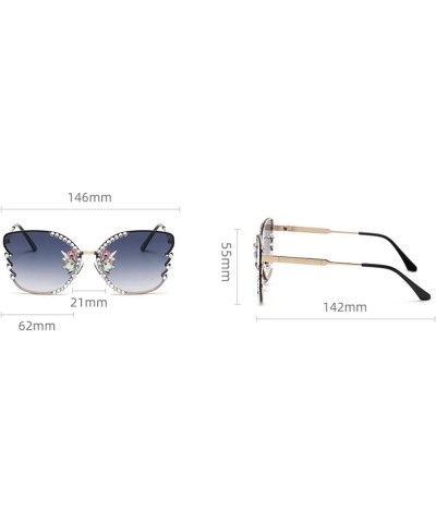 Women's Diamond Butterfly Sunglasses Women's UV Protection retro style party metal Rimless decorative sunglasses Blue $9.69 B...