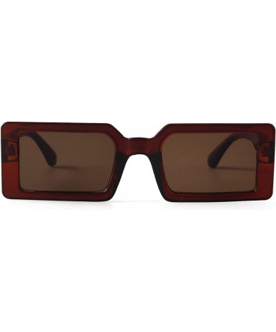 Retro 90s Square Sunglasses Vintage Rectangle Sun Glasses Plastic Narrow Frame Brown $8.79 Designer