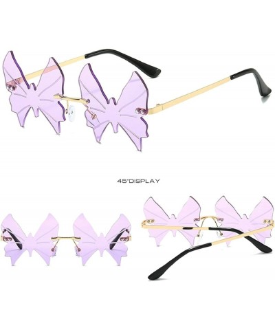 Cute Butterfly Sunglasses Women Fashion Pink Red Rimless Sun Glasses Polygonal Ladies Party Sunglasses Eyewear Purple $10.91 ...