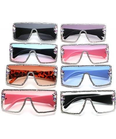 Luxury Diamond Square Sunglasses Women Men Trends One piece Rhinestone Sun Glasses Female Gradient Punk Eyewear Shades Clear ...