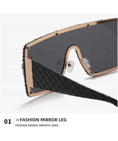 Luxury Diamond Square Sunglasses Women Men Trends One piece Rhinestone Sun Glasses Female Gradient Punk Eyewear Shades Clear ...