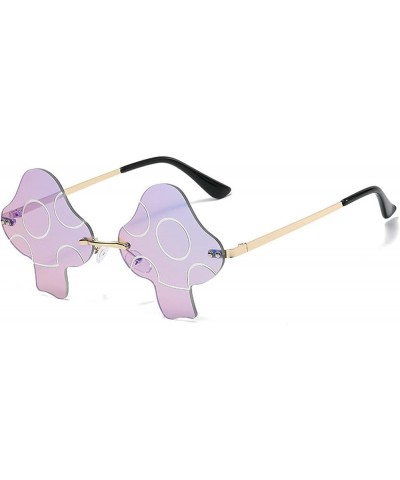 Rimless Mushroom Shape Sunglasses for Women Men Retro Unique Cloud Clear Ocean Lens Prom Party Sun Glasses purple&mercury $10...