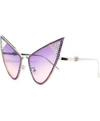 Shiny Bling Diamond Sunglasses for Women Rhinestone Cat Eye Sunglasses Pointy Glasses Men Party Prom Y2K Sunglasses Purple $9...