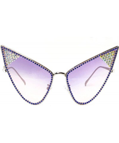 Shiny Bling Diamond Sunglasses for Women Rhinestone Cat Eye Sunglasses Pointy Glasses Men Party Prom Y2K Sunglasses Purple $9...