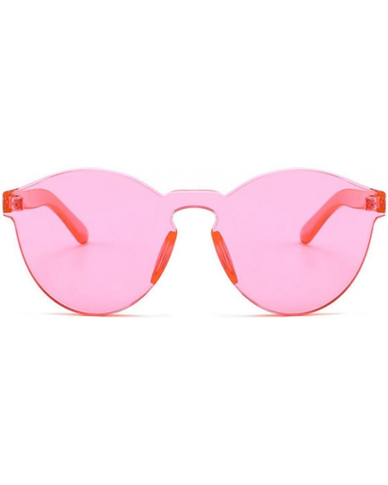 Women Retro Rimless Round Sunglasses Tinted One Piece Lens Eyeglasses Hot Pink $8.07 Rimless