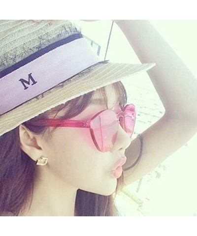 Women Retro Rimless Round Sunglasses Tinted One Piece Lens Eyeglasses Hot Pink $8.07 Rimless