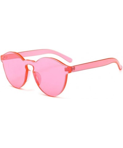 Women Retro Rimless Round Sunglasses Tinted One Piece Lens Eyeglasses Hot Pink $8.07 Rimless