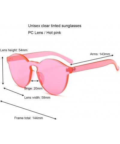 Women Retro Rimless Round Sunglasses Tinted One Piece Lens Eyeglasses Hot Pink $8.07 Rimless