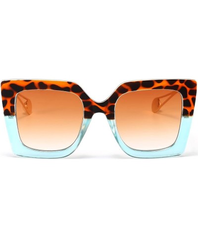 Fashion Sunglasses for Women Trendy Square Frame Sunglasses UV400 Protection Shades Leopard & Blue $10.19 Square