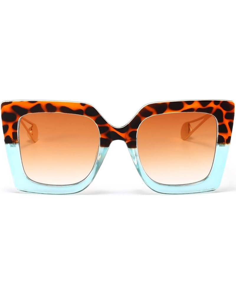 Fashion Sunglasses for Women Trendy Square Frame Sunglasses UV400 Protection Shades Leopard & Blue $10.19 Square