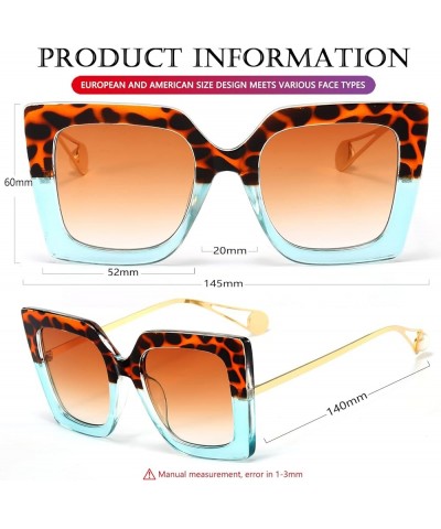 Fashion Sunglasses for Women Trendy Square Frame Sunglasses UV400 Protection Shades Leopard & Blue $10.19 Square