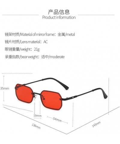 Retro Metal frameless sunglasses Rectangle Frameless Candy Color Glasses for Women and Men Black Frame Red Flakes $4.58 Square