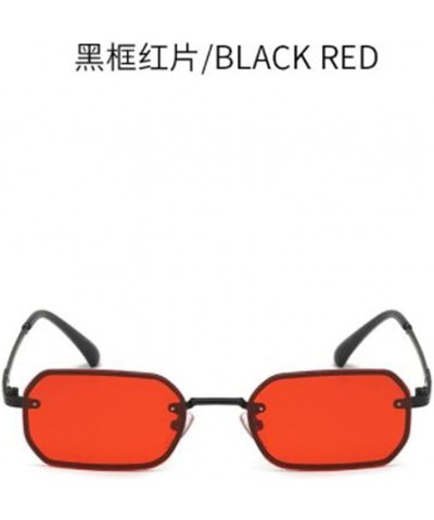 Retro Metal frameless sunglasses Rectangle Frameless Candy Color Glasses for Women and Men Black Frame Red Flakes $4.58 Square