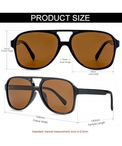 Polarized Classic Vintage Aviator Sunglasses for Men Women Large Frame Retro 70s Sunglasses Black/Brown $9.35 Oversized