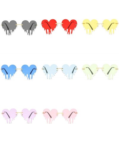 Heart Sunglasses for Men/Women Rimless Teardrop Party Unique Sun Glasses Metal Pink Colorful Eye Glasses Diamond-blue $10.71 ...