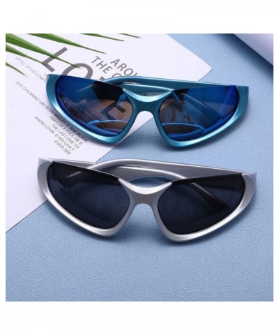 Y2k Accessories Y2k Sunglasses Womens Sunglasses Trendy Y2K Glasses Oversized Sunglasses Womens Wrap Around Blue $8.92 Oversized