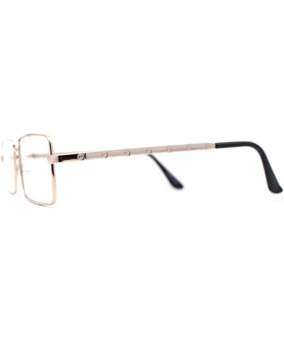 Squared Rectangle Dad Style Metal Rim Eye Glasses Rose Gold $9.87 Rectangular